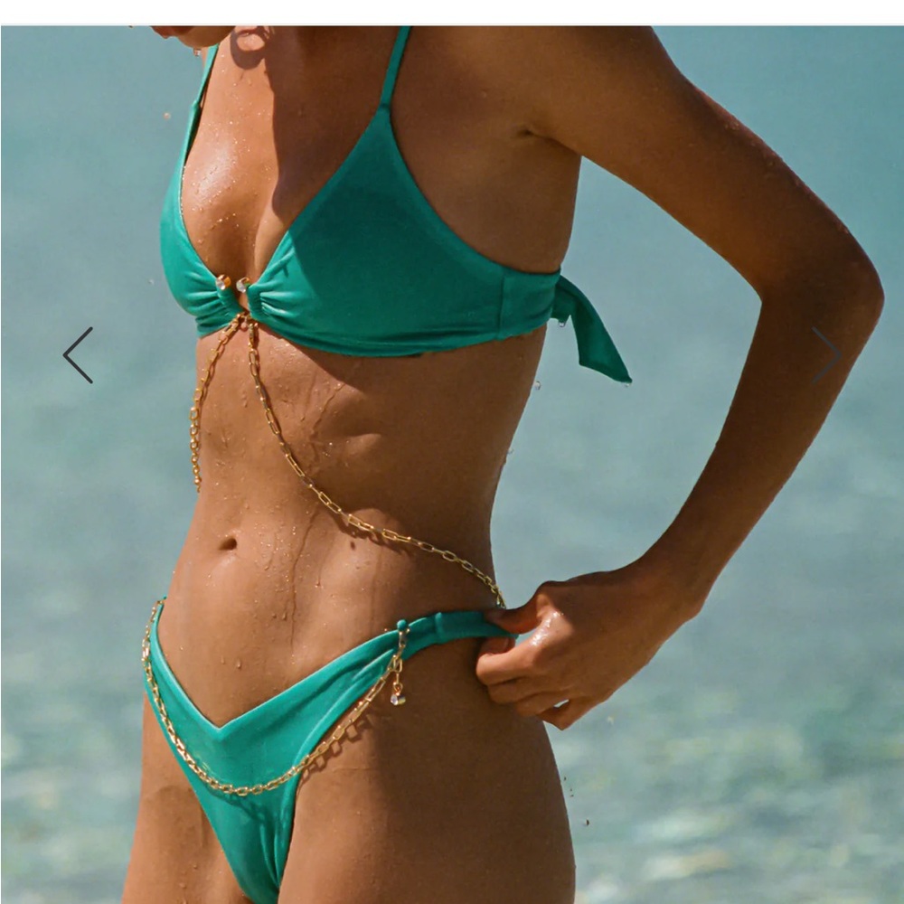 Beach Bunny Teal Bikini with Gold Chain